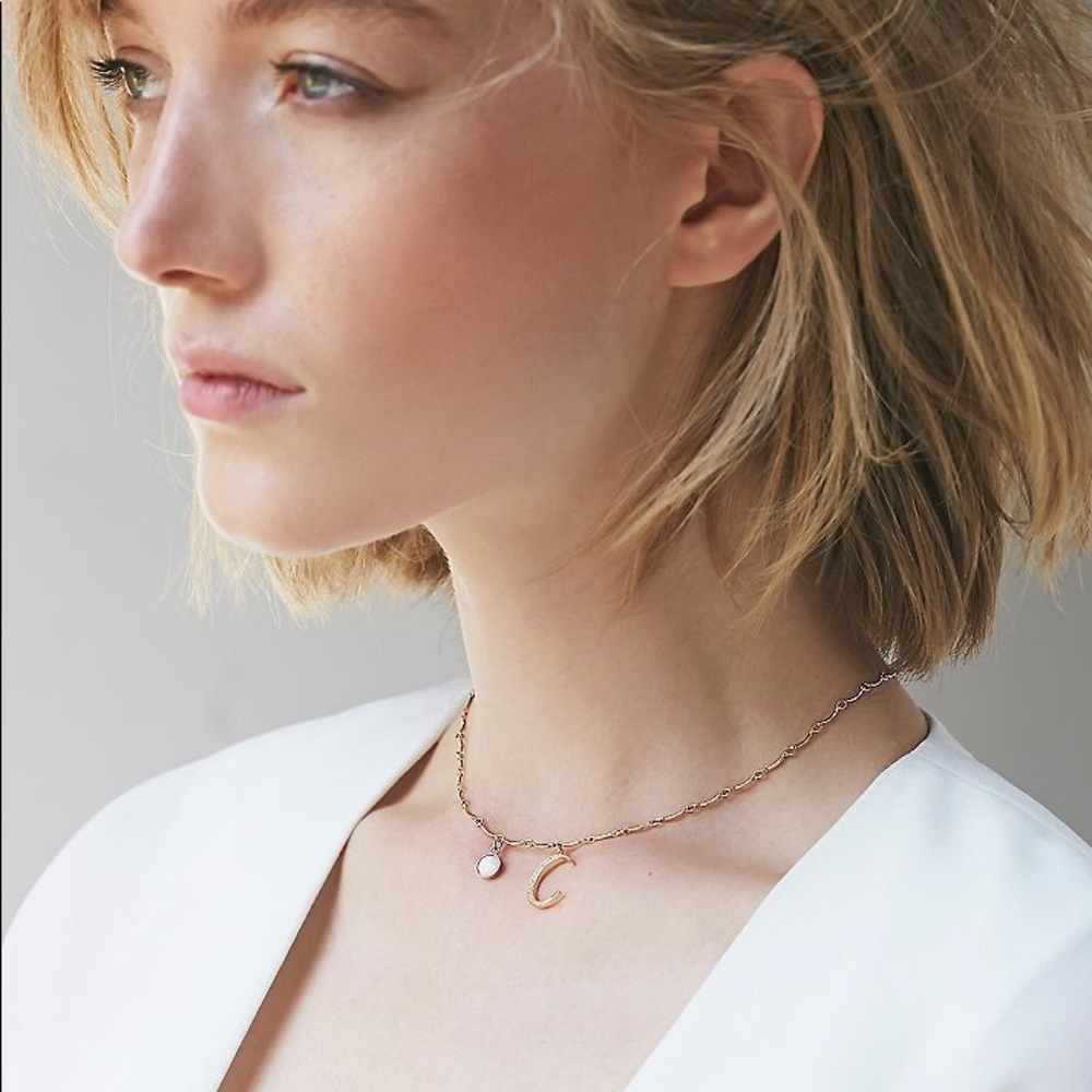 Free People ‘Goodnight Moon’ rose gold opal sapphire choker Lili Claspe